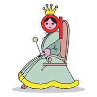 cartone animato bellissimo Principessa seduta su il trono gratuito vettore