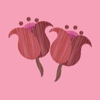gioioso bello fiore per San Valentino giorno acquerello rosa tulipano fiori coppia rosso rosa ikat paster fiore san valentino Festival decorazione matita colore. vettore