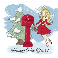 nuovo anno Fata Natale cartone animato vettore illustrazione impostato