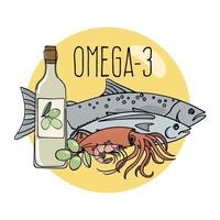 omega 3 salutare cibo Basso carb fresco vettore illustrazione impostato