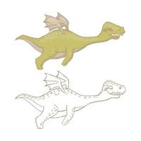 dino volare preistorico cartone animato bestia mano disegnato illustrazione vettore