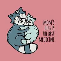 figa abbraccio sua figlio madri giorno cartone animato vettore illustrazione impostato