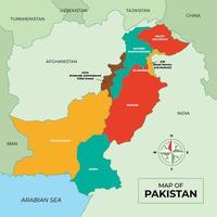carta geografica di Pakistan vettore
