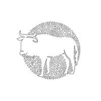 singolo uno Riccio linea disegno di adorabile gnu astratto arte. continuo linea disegnare grafico design vettore illustrazione di gnu ha un' lungo barba per icona, simbolo, azienda logo, parete arredamento