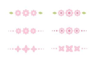 carino rosa floreale divisore confine linea illustrazione collezione impostato vettore