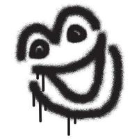 graffiti sorridente viso emoticon con nero spray dipingere vettore