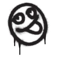 sorridente viso emoticon graffiti con nero spray dipingere . vettore illustrazione.