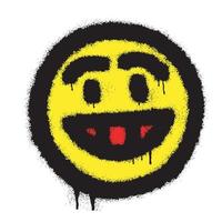 sorridente viso emoticon graffiti con nero spray dipingere. vettore illustrazione