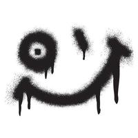 sorridente viso emoticon graffiti con nero spray dipingere vettore