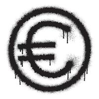 Euro moneta simbolo icona con nero spray dipingere vettore
