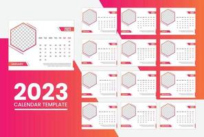 2023 nuovo anno pulito scrivania calendario modello vettore