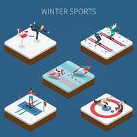 composizione isometrica persone sport invernali vettore