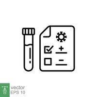 covid test linea icona. semplice schema stile. positivo corona virus risultato, negativo, rapido, plasma, ricerca, medico concetto. vettore illustrazione isolato su bianca sfondo. eps 10.