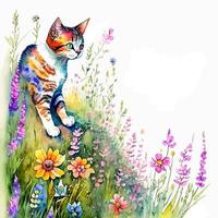 selvaggio estate floreale prato gattino vettore