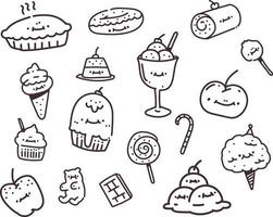 semplice set di vettori di doodle di dessert