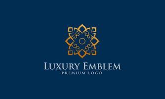lusso emblema vettore logo modello. oro e blu parttern ornamento, facile per uso.