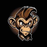 scimmia testa portafortuna logo design vettore