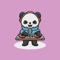 carino dj panda cartone animato illustrazione vettore