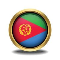 eritrea bandiera cerchio forma pulsante bicchiere nel telaio d'oro vettore