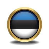 Estonia bandiera cerchio forma pulsante bicchiere nel telaio d'oro vettore