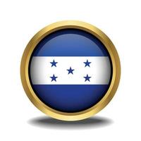 Honduras bandiera cerchio forma pulsante bicchiere nel telaio d'oro vettore