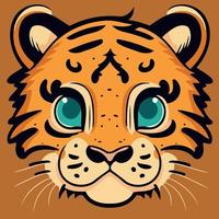 Comune tigre felino mammifero animale viso vettore