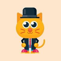 carino gatto maskot personaggio con piatto design illustratore vettore