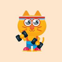 carino gatto maskot personaggio con piatto design illustratore vettore