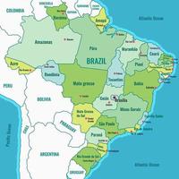 nazione carta geografica di brasile con circostante frontiere vettore