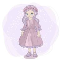 primavera ragazza Principessa nel rosa cartone animato vettore illustrazione impostato