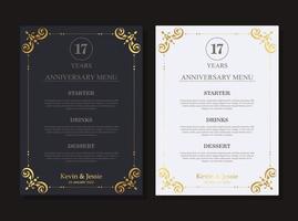 Modello di progettazione del menu del 17 ° anniversario vettore