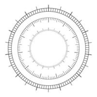 impostato di circolare 360 grado scala. barometro, bussola, termometro misurazione attrezzo modello vettore