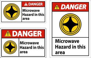 Pericolo cartello microonde rischio nel Questo la zona con simbolo vettore