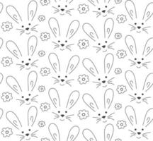 scarabocchio senza soluzione di continuità modello coniglio, fiori. nero e bianca vettore. struttura di Pasqua regalo, tessile. vettore