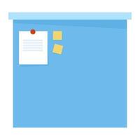 blu wallboard per scrittura e apprendimento con un' foglio di carta su un' magnete e adesivi vettore