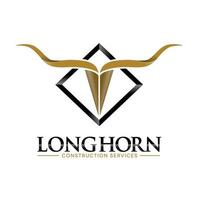 Texas Longhorn occidentale Toro costruzione logo design vettore