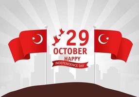 29 ottobre, festa della repubblica turca con bandiera e colombe che volano vettore