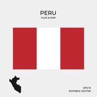 Mappa e bandiera del Perù vettore