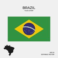 Mappa e bandiera del Brasile vettore