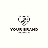 semplice logo di mano Tenere caffè tazza nel amore forma adatto per il tuo caffè negozio vettore