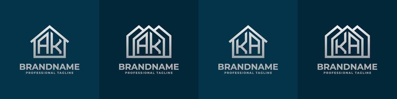 lettera ak e ka casa logo impostare. adatto per qualunque attività commerciale relazionato per Casa, vero proprietà, costruzione, interno con ak o ka iniziali. vettore