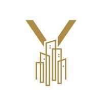 iniziale y oro città logo vettore