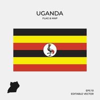 mappa e bandiera dell'uganda vettore