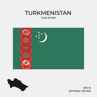 bandiera e mappa del turkmenistan vettore