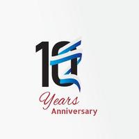 Logotipo di anniversario di 10 anni con colore blu bianco e nero a linea singola per la celebrazione vettore