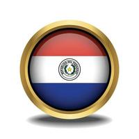 paraguay bandiera cerchio forma pulsante bicchiere nel telaio d'oro vettore