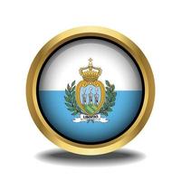san Marino bandiera cerchio forma pulsante bicchiere nel telaio d'oro vettore