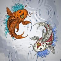giapponese koi pesce opera d'arte disegno illustrazione vettore