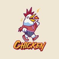 divertente carino pollo personaggio design illustrazione opera d'arte vettore