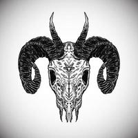 nero Morte capra cranio cornuto orrore Satana buio opera d'arte dettagliato realistico vettore illustrazione